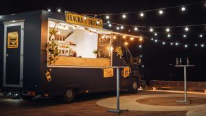 A food truck at night